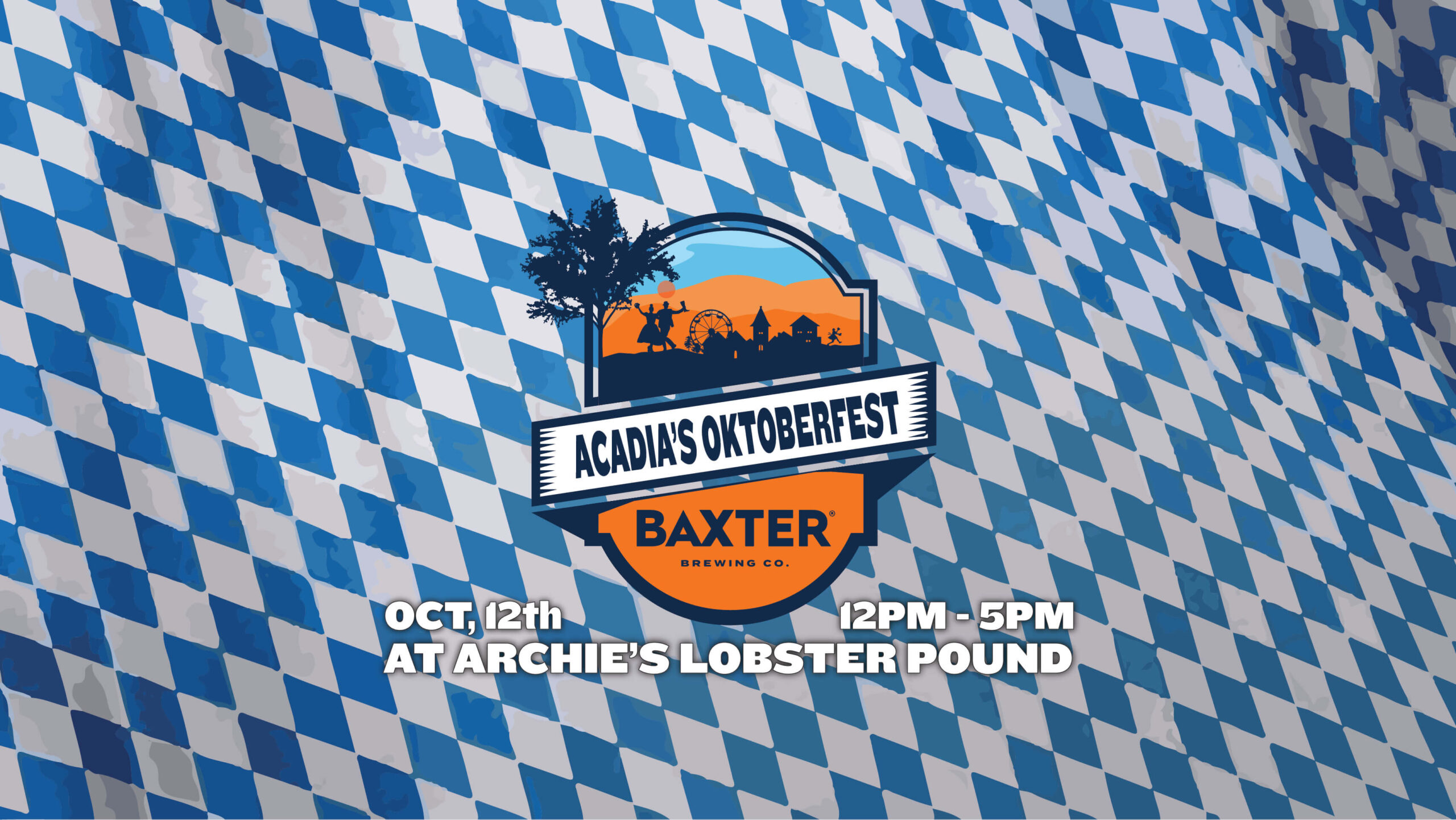 Image promoting Acadia's Oktoberfest on October 12th at Archie's Lobster Pound.