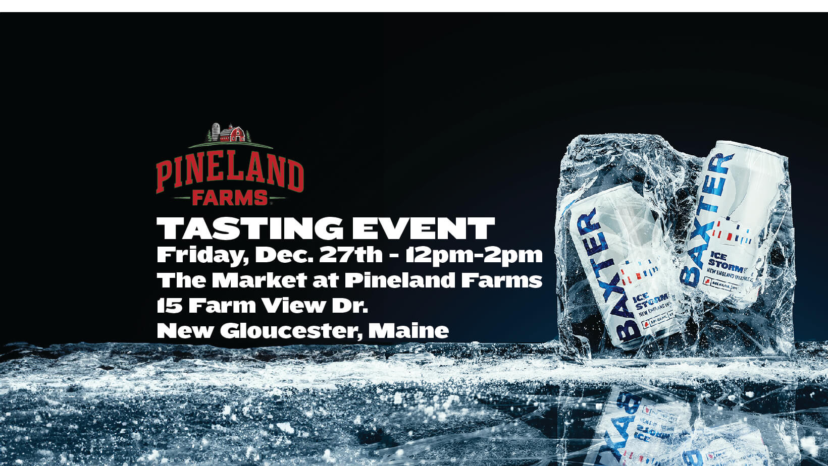 image promoting a tasting event on December 27th at Pineland Farms