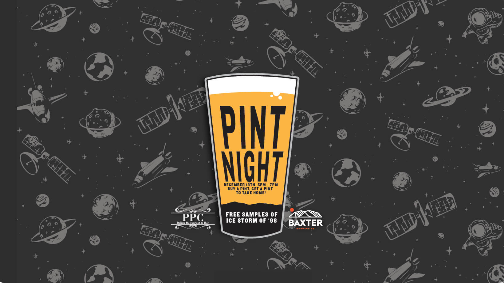 image promoting a pint night on December 18th at Plaistow Pizza Company