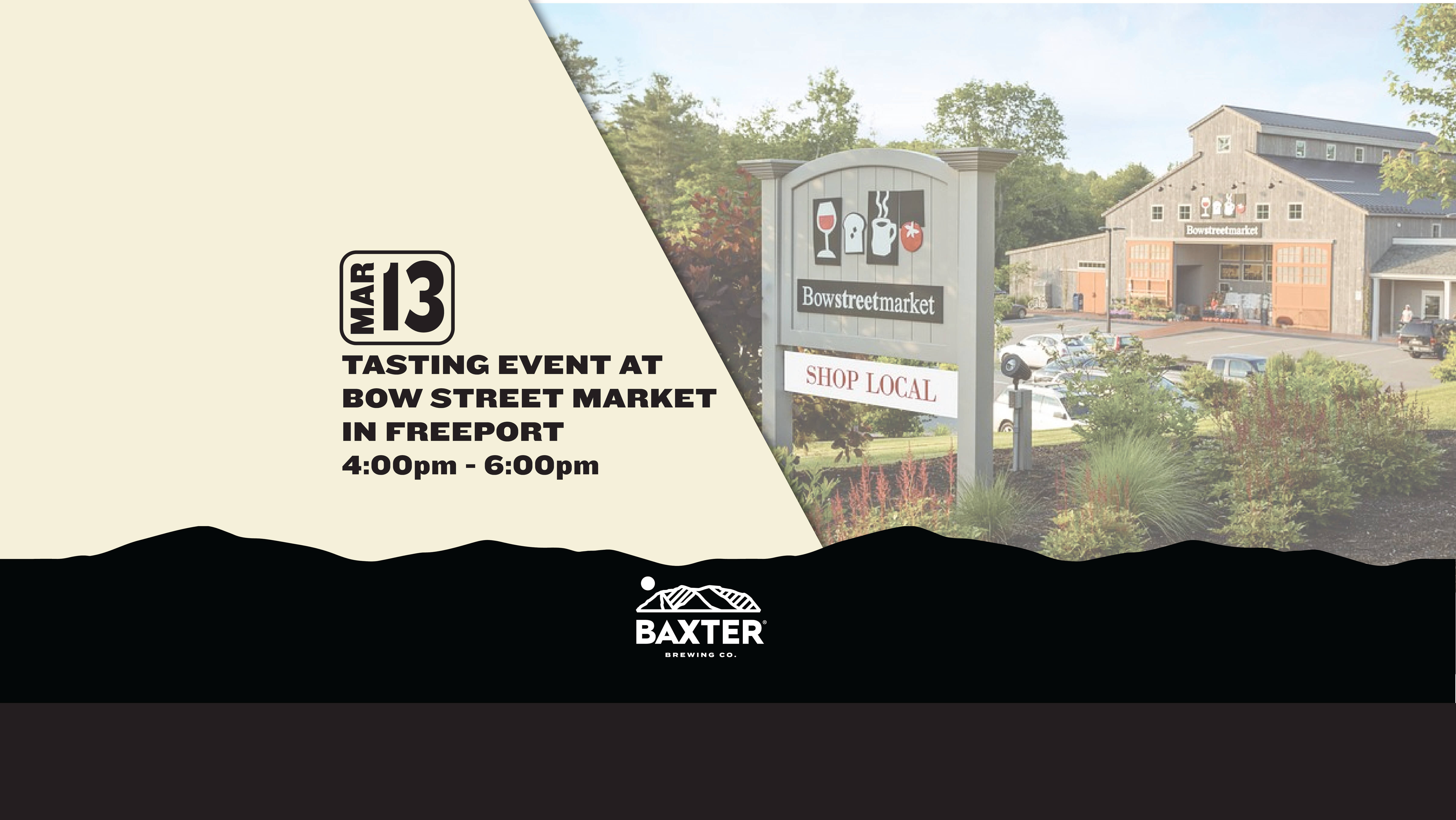 image promoting a tasting event at Bow Street Market on March 13th