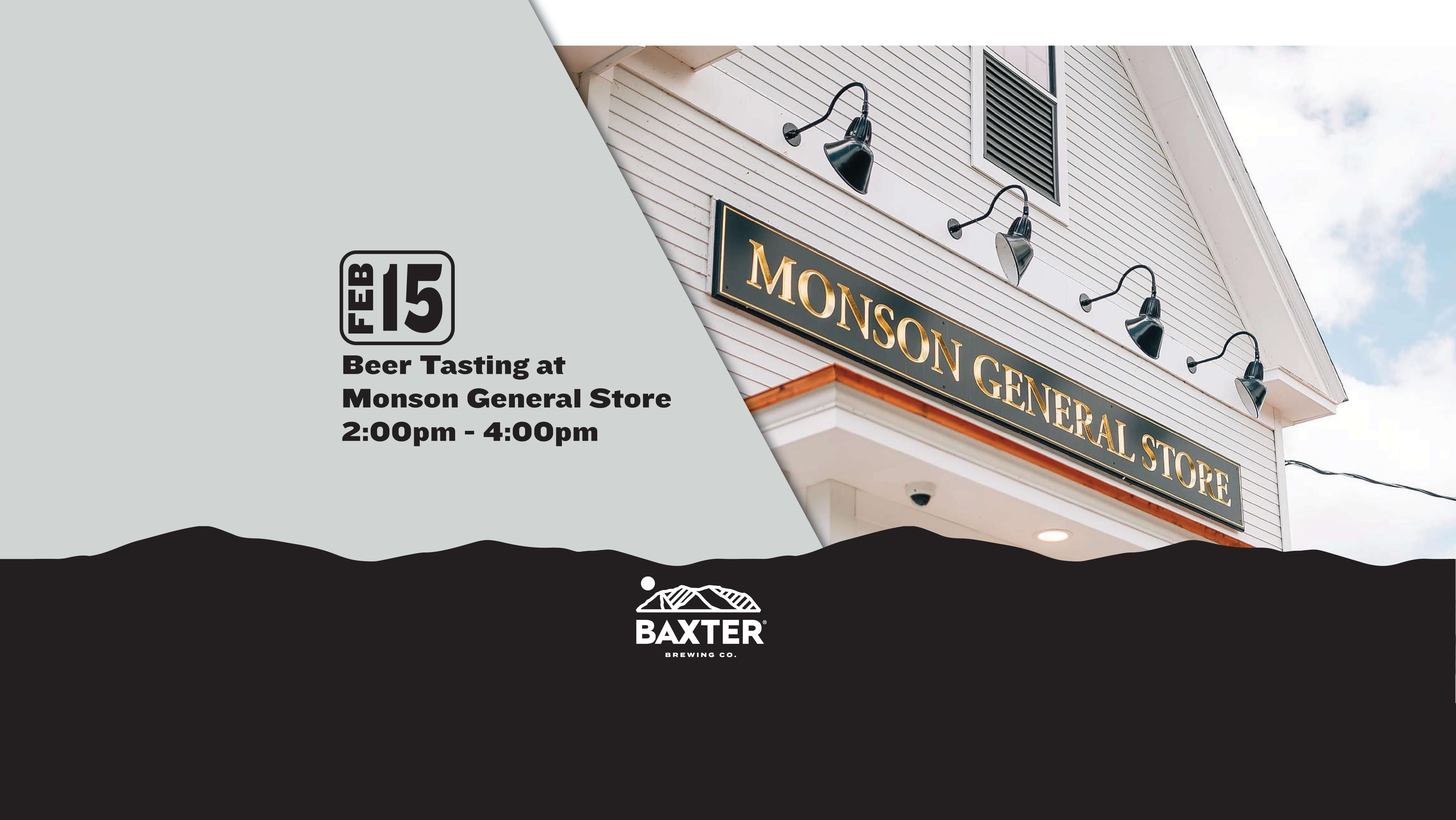 image of a beer sampling at Monson General store on february 15th from 2pm to 4pm