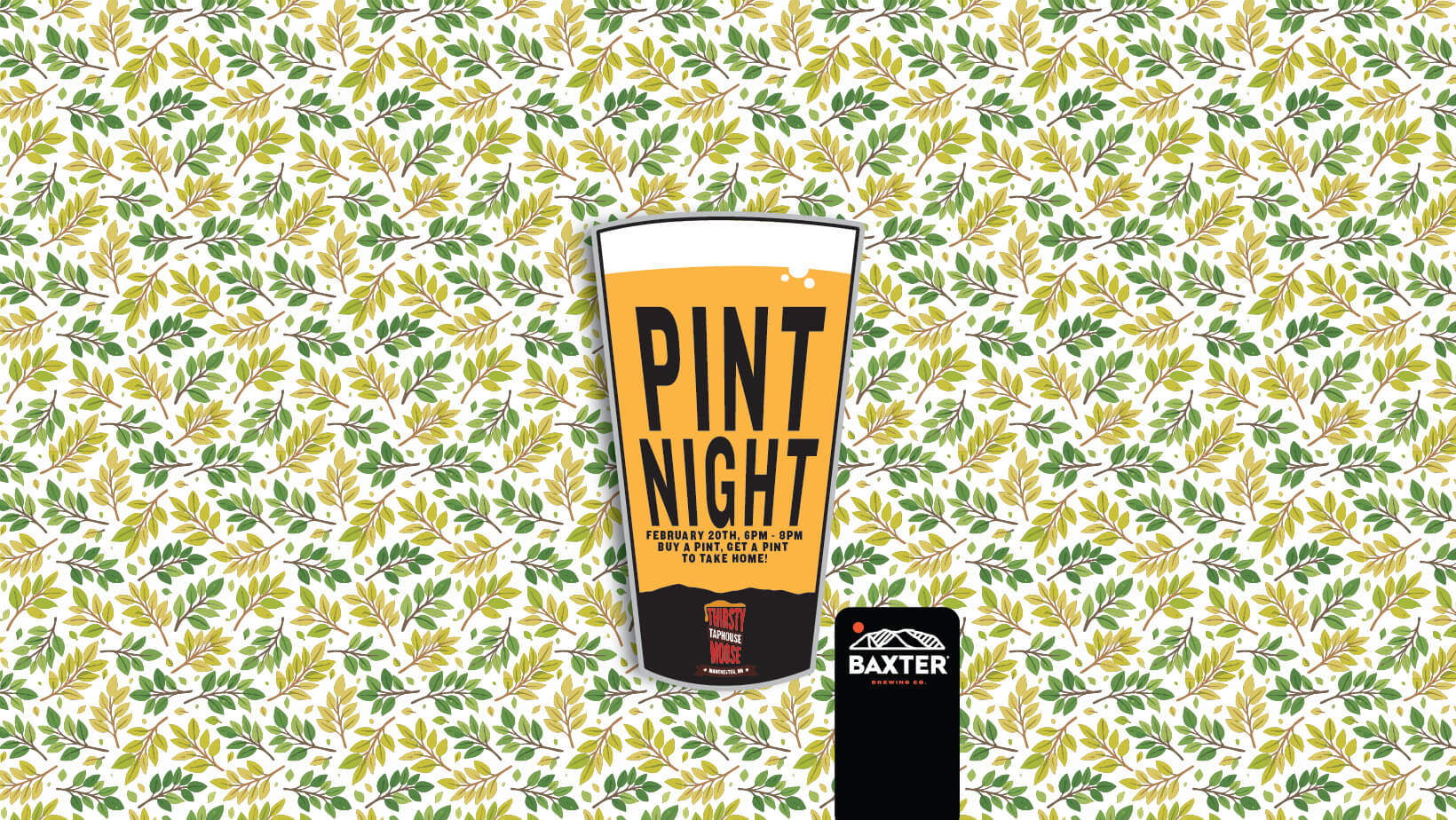 image promoting a pint night at Thirsty Moose in Manchester NH on February 20th