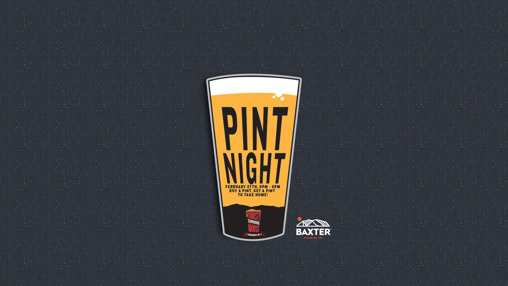 image promoting a pint night at Thirsty Moose in Merrimack NH on February 27th