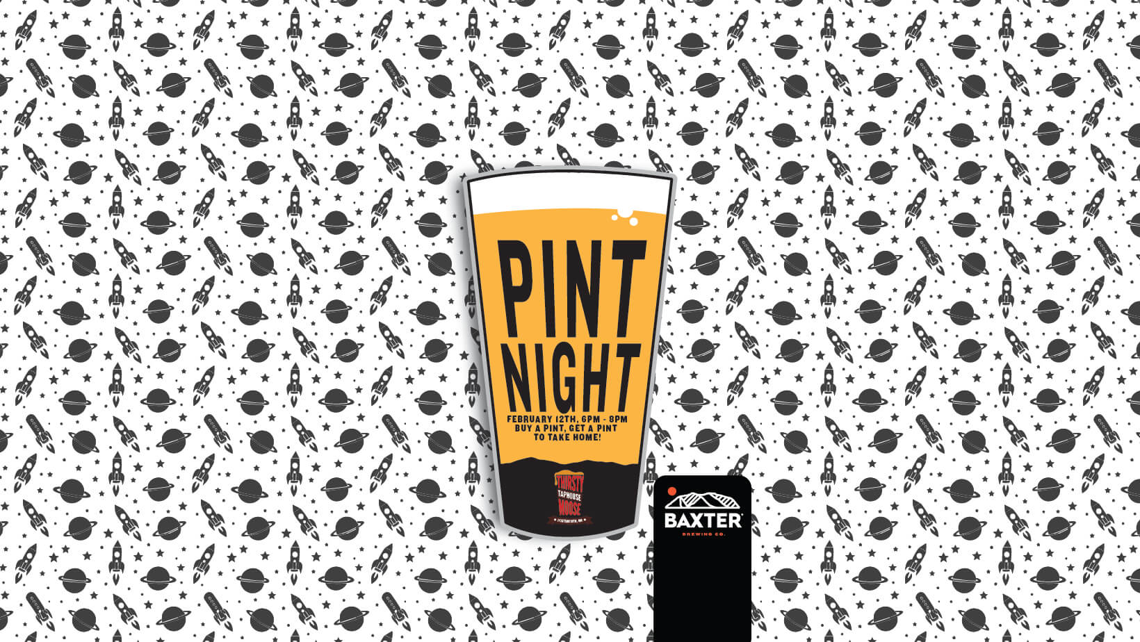 image promoting a pint night at Thirsty Moose in Portsmouth NH on February 12th