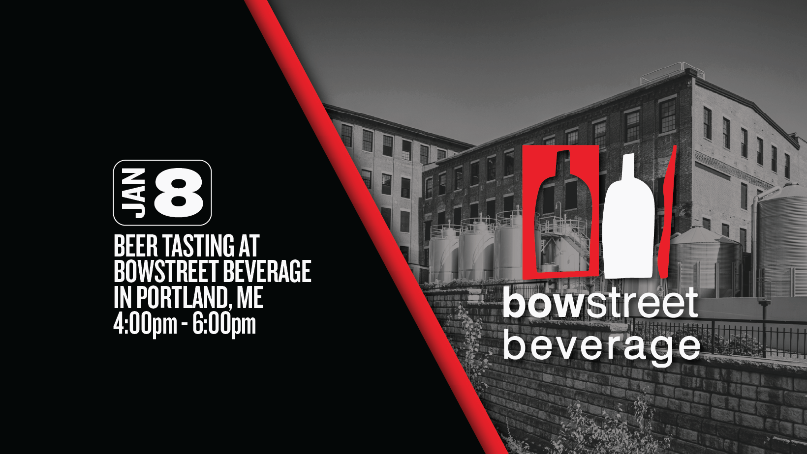 image promoting a baxter sampling at Bow Street in Portland Maine on January 8th