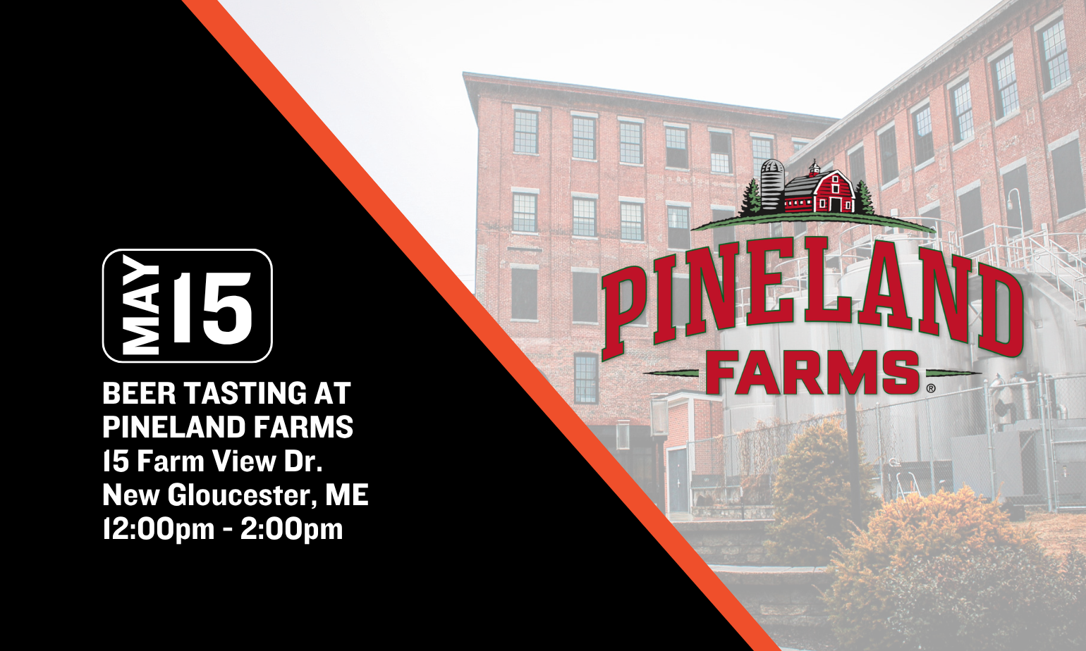 image promoting baxter brewing sampling at pineland farms on may 15th from 12-2pm