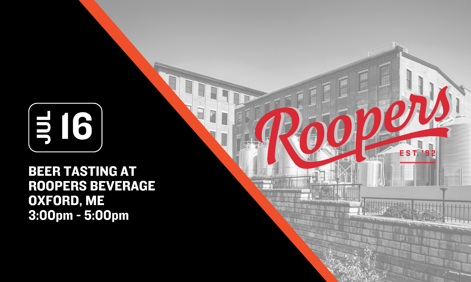 Image promoting a baxter sampling at roopers beverage in oxford on july 16th from 3-5pm
