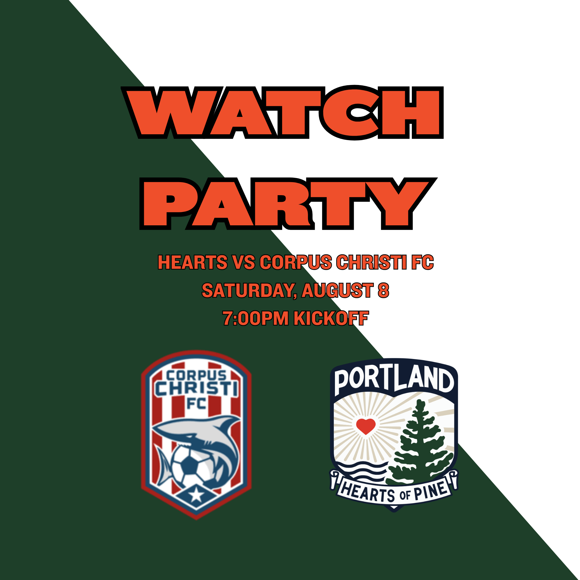 Hearts of pine watch party at the pub at baxter saturday august 8 at 7:00
