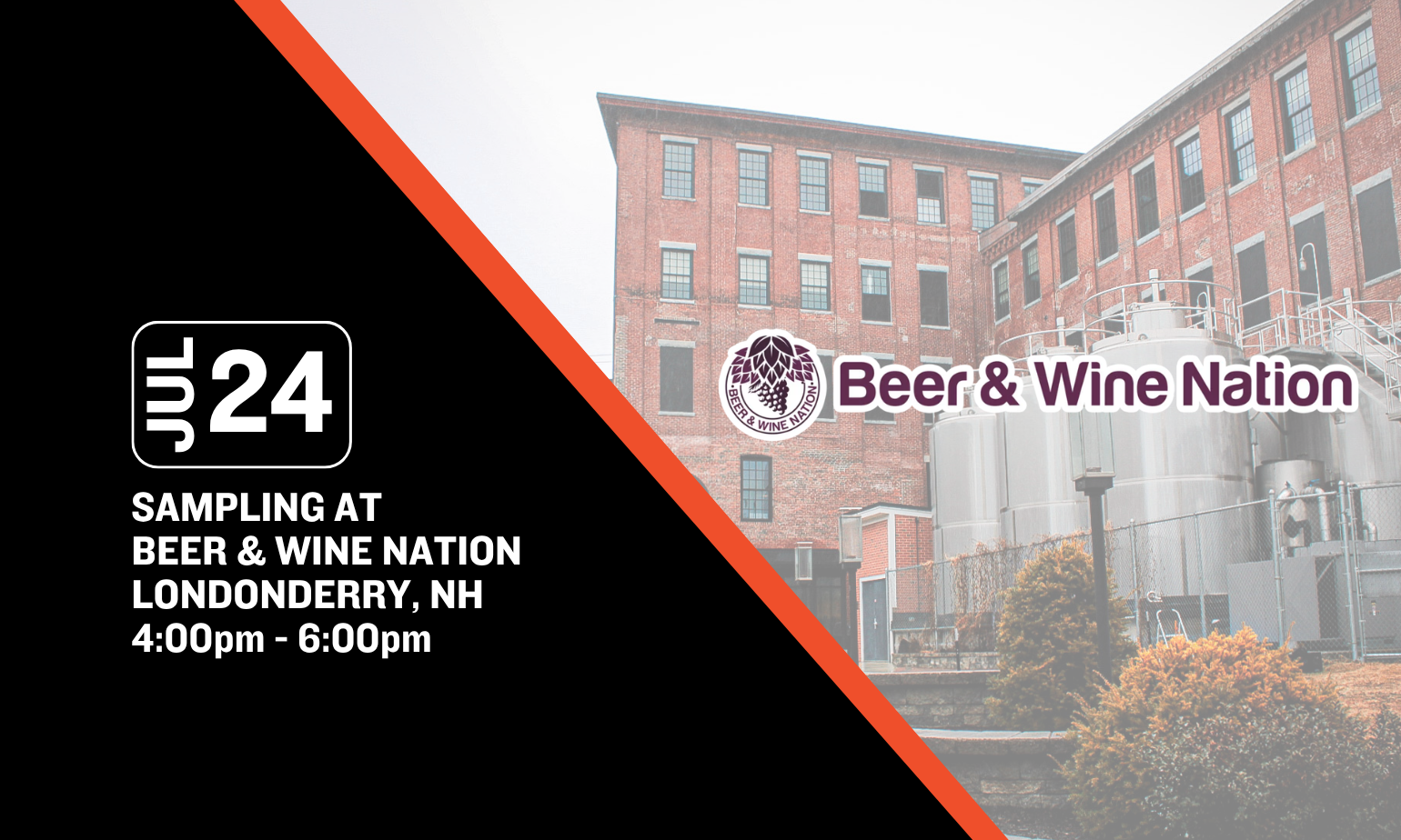 image promoting a baxter sampling at beer & wine nation in londonderry NH on july 24th from 4-6pm